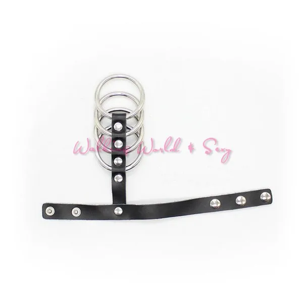 4 Rings Stainless Steel Male Chastity Device Matel Cock Ring Cage Cockring + Leather Belt Sex Products For Men Penis Cock Rings (3)