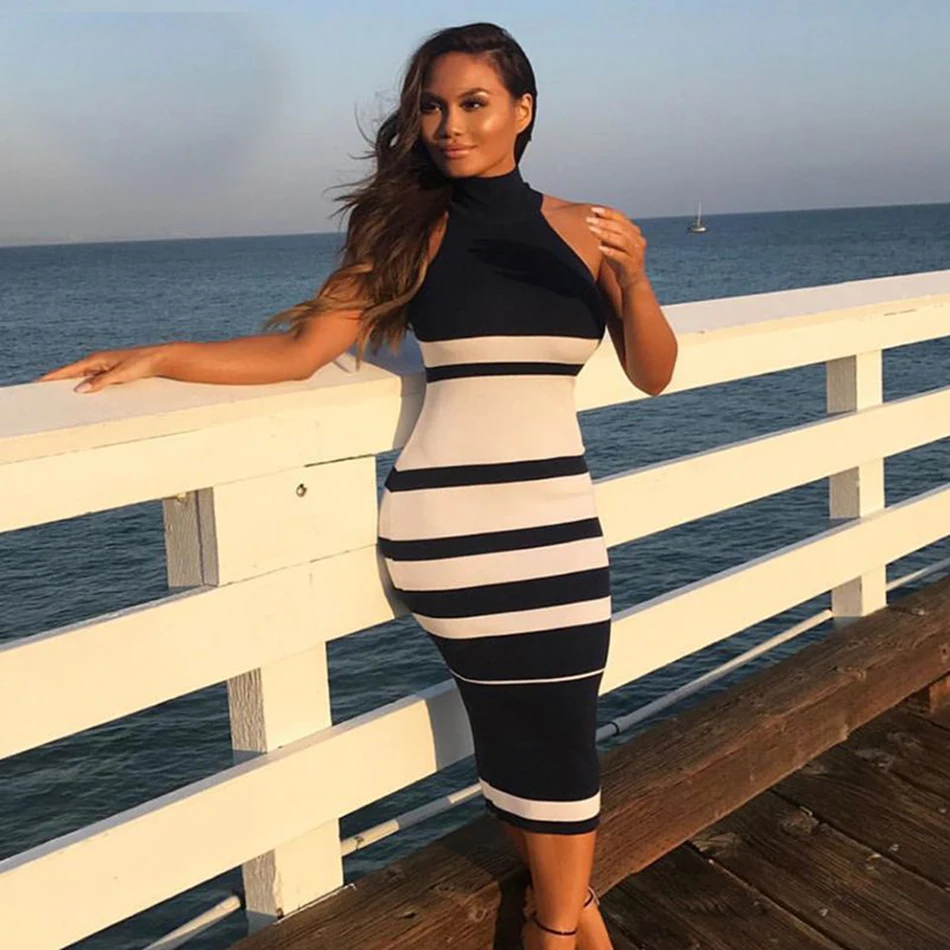 Ocstrade-Vestido-Midi-Elegante-High-Quality-Women-Fashion-2018-Sexy-Black-and-White-Striped-Bodycon-Bandage (2)