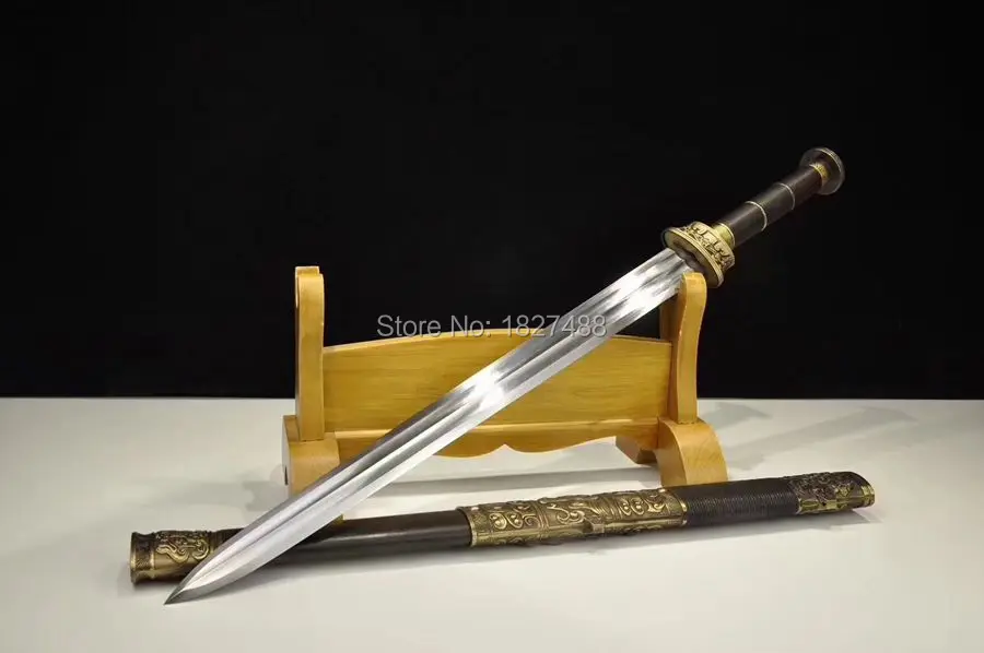 Сильный Высокий Марганец стали Двойной Клинок с желобками острый Китайский Меч готовый для битвы Хан Good хороший дом украсить подарок нож мечи