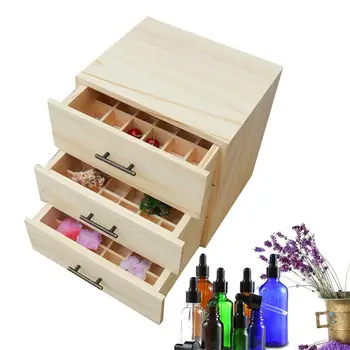 

3 Layers Wooden Essential Oil Bottles Storage Box Carry Organizer Aromatherapy Container Metal Lock