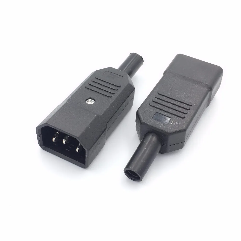 Черный IEC320-C13/C14, универсальный адаптер питания с корпусом, штепсельная вилка 10 А, 250 В, перезаряжаемая розетка переменного тока, сетевой преобразователь