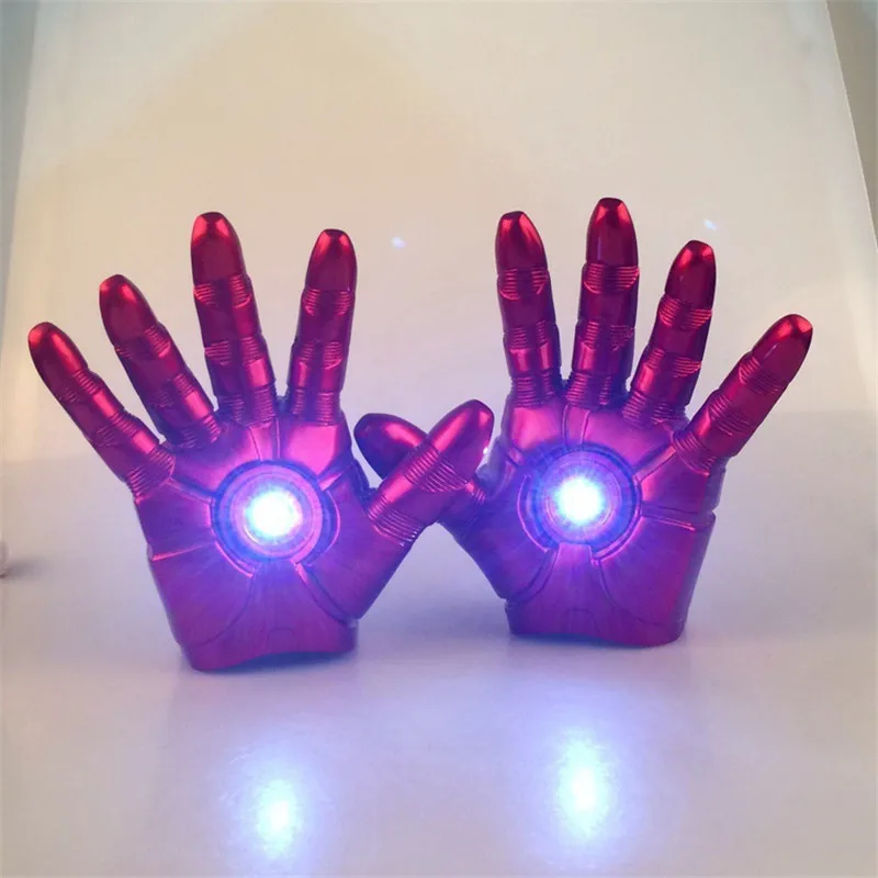 

New Superhero Iron Man Mark 3 Gloves With LED Light PVC Action Figure Brinquedos Model Doll Kids Toys 1Set Left And Right Hand