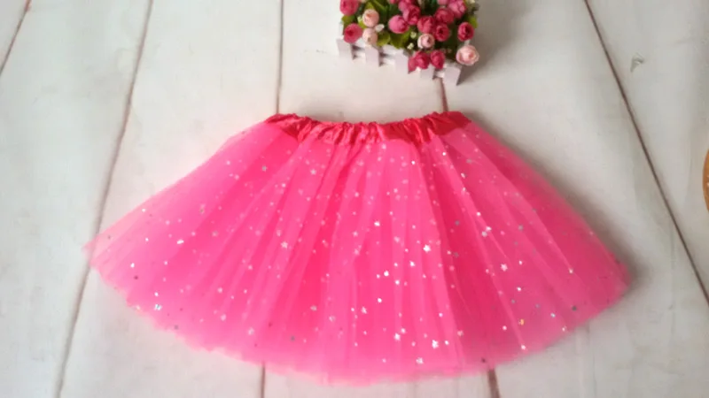 Милая блестящая юбка-пачка принцессы для детей Пышная юбка-пачка из тюля юбка-пачка для маленьких девочек - Цвет: fushia