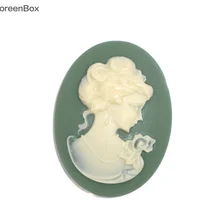 Doreen Box Lovely 10 Смола Леди Овальный Камея украшение фурнитура 29x39 мм(B06632