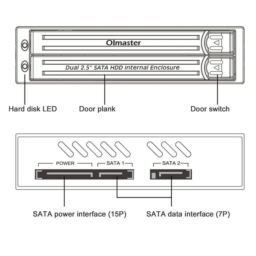 OImaster двойной 2,5 дюймовый SATA HDD внутренний корпус чехол для жесткого диска внутренний мобильный стеллаж 2 светодиодный индикатор сильный отвод тепла