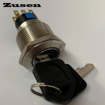 

Zusen 22mm ZS22F-22Y/31/S 3 position lock Metal Key Switch push button switch