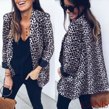 

Plus Size Casual Womens Fashion Slim Leopard Print Suit Blazer Jacket Coat Coat Blazer Vintage Top Outwear