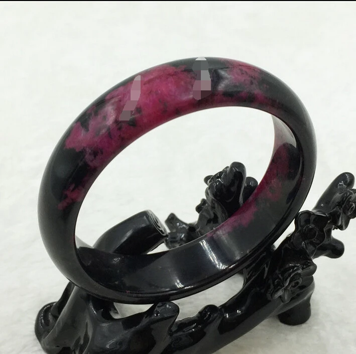 

FREE SHIPPING 498 Natural Black Lavender Peach Nephrite Gems Bracelet Bangle