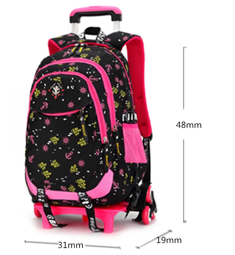 2 /6 Wheels High Quality Girls Trolley Backpack Schoolbag Orthopedic Bags For Children Trolley School Bag Boys Backpack
