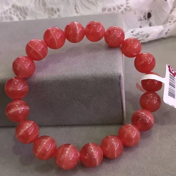 

Genuine Natural Ice Rose Rhodochrosite 11mm Round Beads Woman Bracelet Gems Stone Bangle Certificate Birthday Gift AAAAA