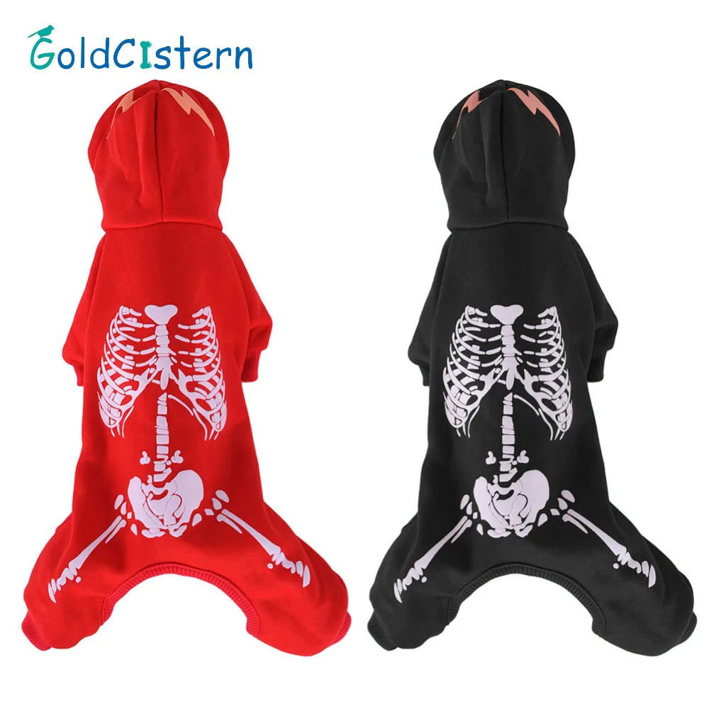 

Pet Dog Cat Clothes Four - Feet Jumpsuit Luminous Glow In Dark For Puppy Kitten Skeleton Skull Design Sweater Apparel For Dogs
