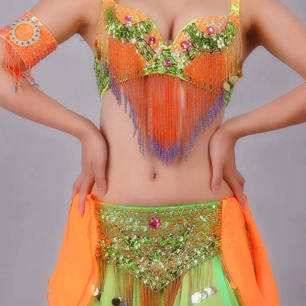 Belly Dance Costumes(Necklace+Bracelet+Waist Chain+Bra+Skirt) Cha Cha