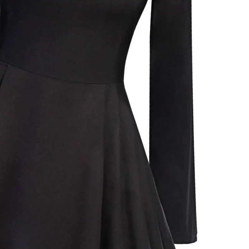 ShejoinSheenjoy Black Vintage Dress V-Neck Long Sleeve Autumn Winter A-Line Dresses Womens Clothing Ball Gown Party Dresses (6)