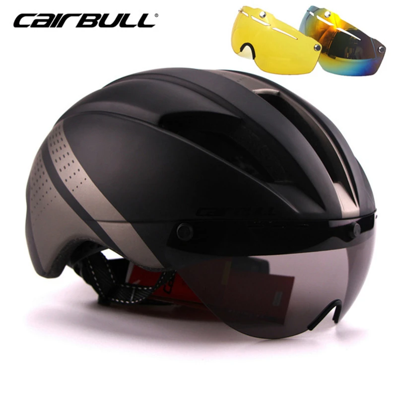 

CAIRBULL Magnetic Goggles Cycling Helmet MTB Road Racing Bike Helmet Removable Lens Integrated Molded Bicycle Helmet 3 Lens