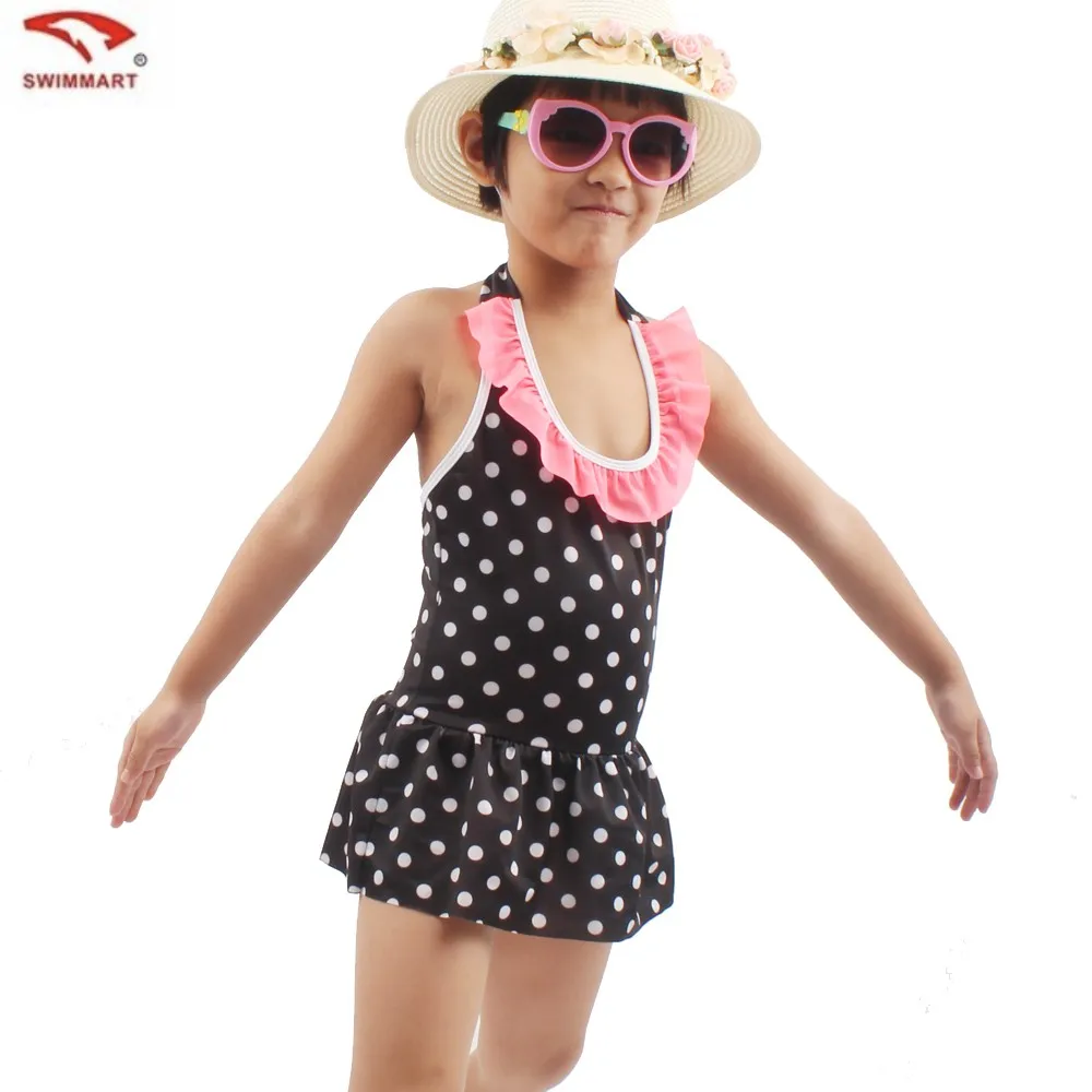 Swimmart KS020 Детские купальники для девочек в возрасте от 2 до 6 лет носят купальники со вкладышами с милыми волнистыми точками и синими клетками