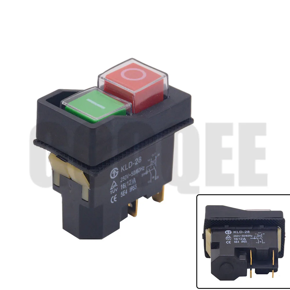  Waterproof IP55 Push Button Electromagnetic switch 4 Pin AC250V 16A MagnetIc Starter Power Tool Saf