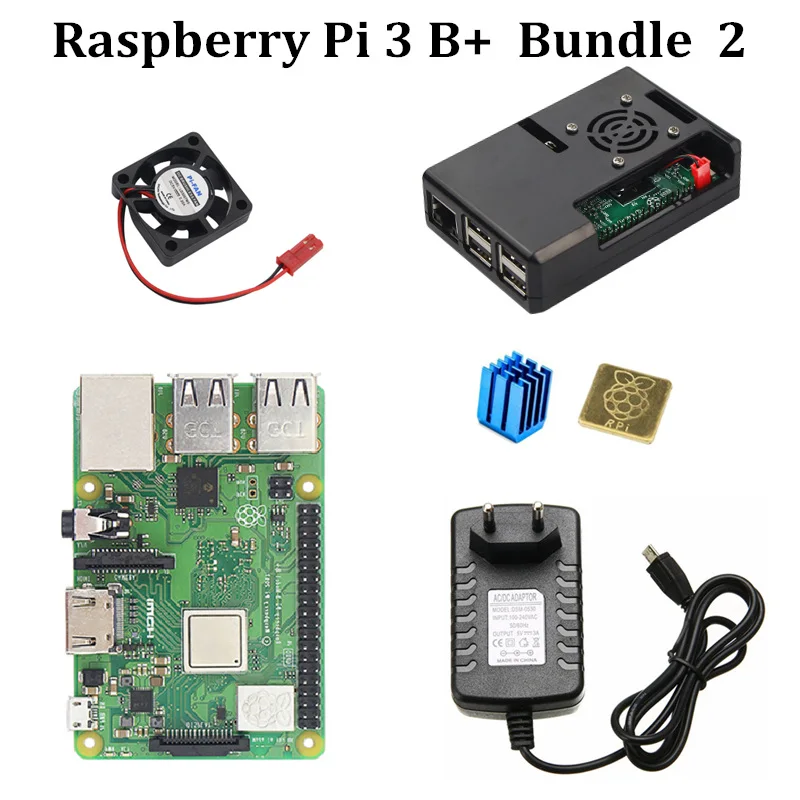 5V 3A Power Supply Heat Sinks For Model B Plus Raspberry Pi 3 B+ Case Fan 2B