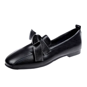 

Spring and Autumn New Fashion Art Flat Single Shoes Wild Bows Square Head Shallow Soft Foundation Shoes.