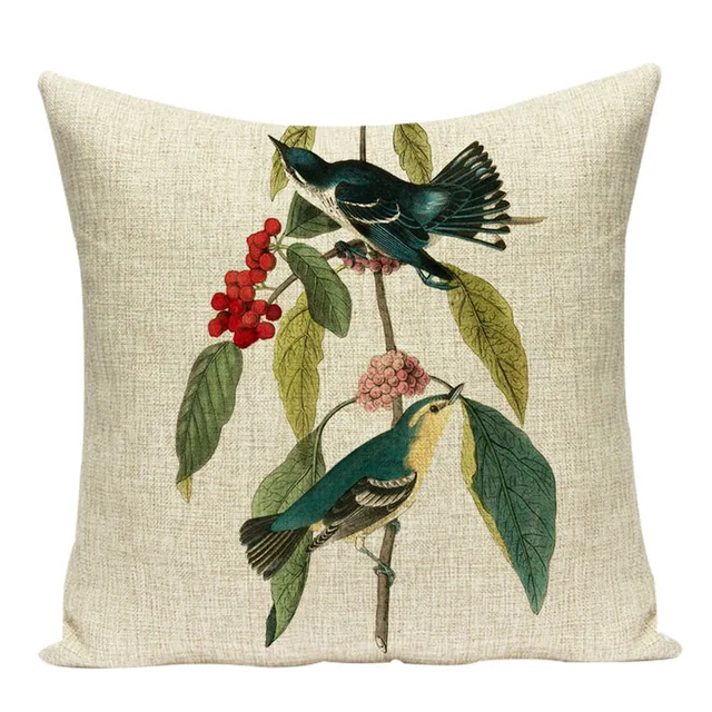 Decorative pillows birds outdoor cushions Custom throw pillows botanical pillow cushions