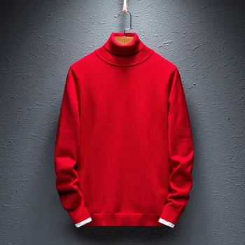 

MRMT 2020 Brand Autumn Winter Men's Turtleneck Sweater Repair Body Thick for Male Warm Pure Color Loose Sweater Clothing