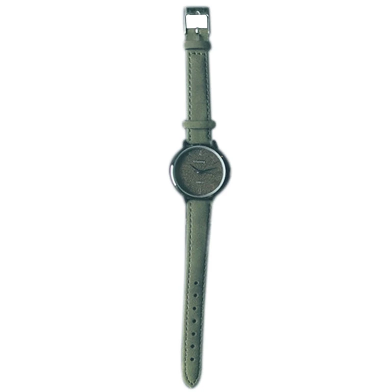 

Ulzzang Silver + Green Alloy Ladies Retro Leather Matte Dial Simple Fashion Temperament Student Quartz Watch