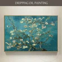 Reproduction Vincent Van Gogh Art Painting Blossom Almond Oil Painting Hand-painted Van Gogh Blossoming Almond Tree Oil Painting 30sheets lot van gogh oil painting postcard vintage van gogh paintings postcards greeting card wish card fashion gift