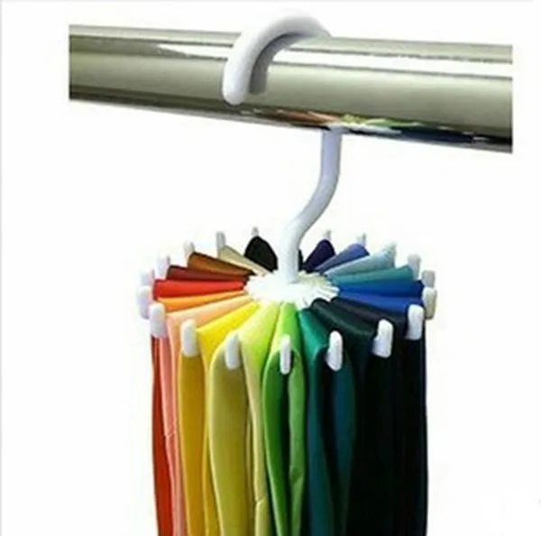 

Creative Multi-functional Plastic 360-degree Rotating Tie Rack Multi-purpose Rack Pawl 20 Scarves Storage Shelf