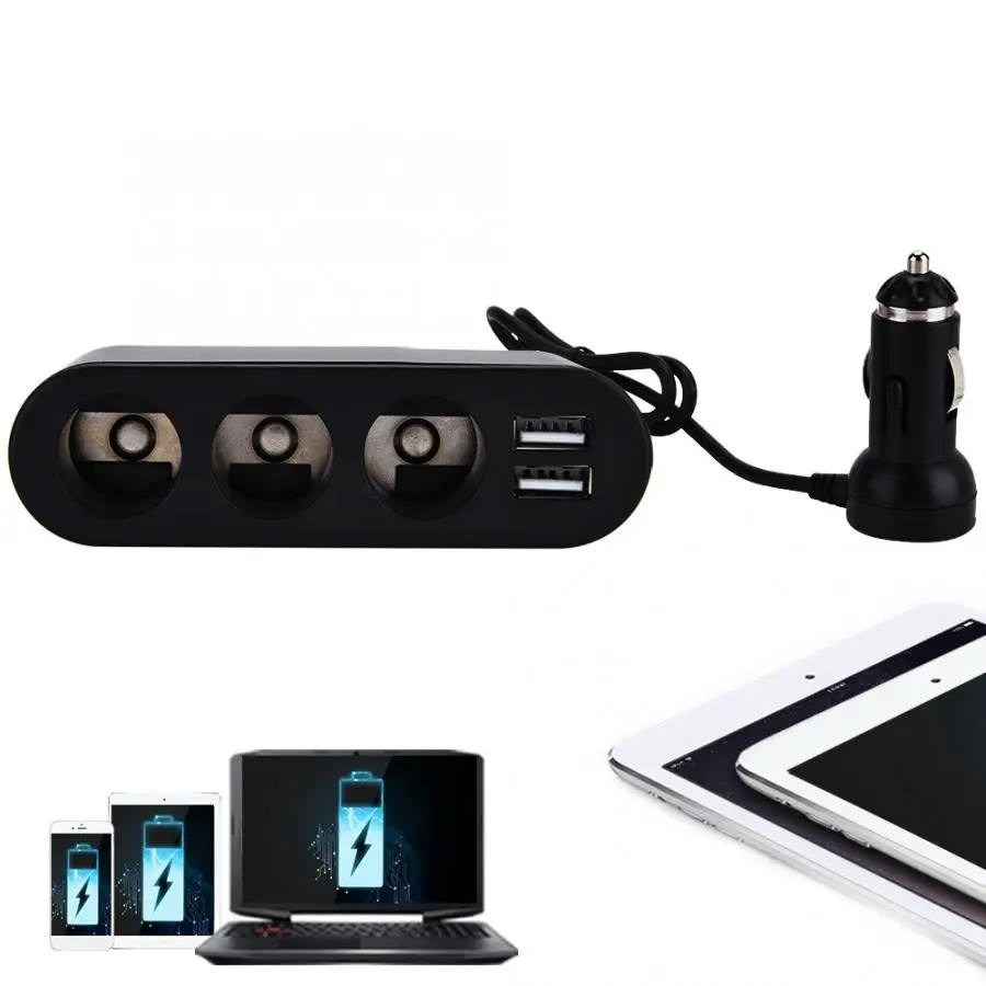 Прикуриватель Черный Быстрая зарядка двойной USB 3 способа автомобильный адаптер для зарядного устройства Зажигалка на электропитании светодиодные автомобильные аксессуары