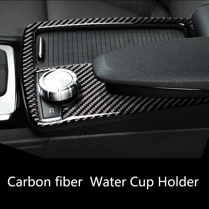 Carbon Fiber Car Cup Holder Decor Frame Cover Sticker For Mercedes-Benz C E GLC 