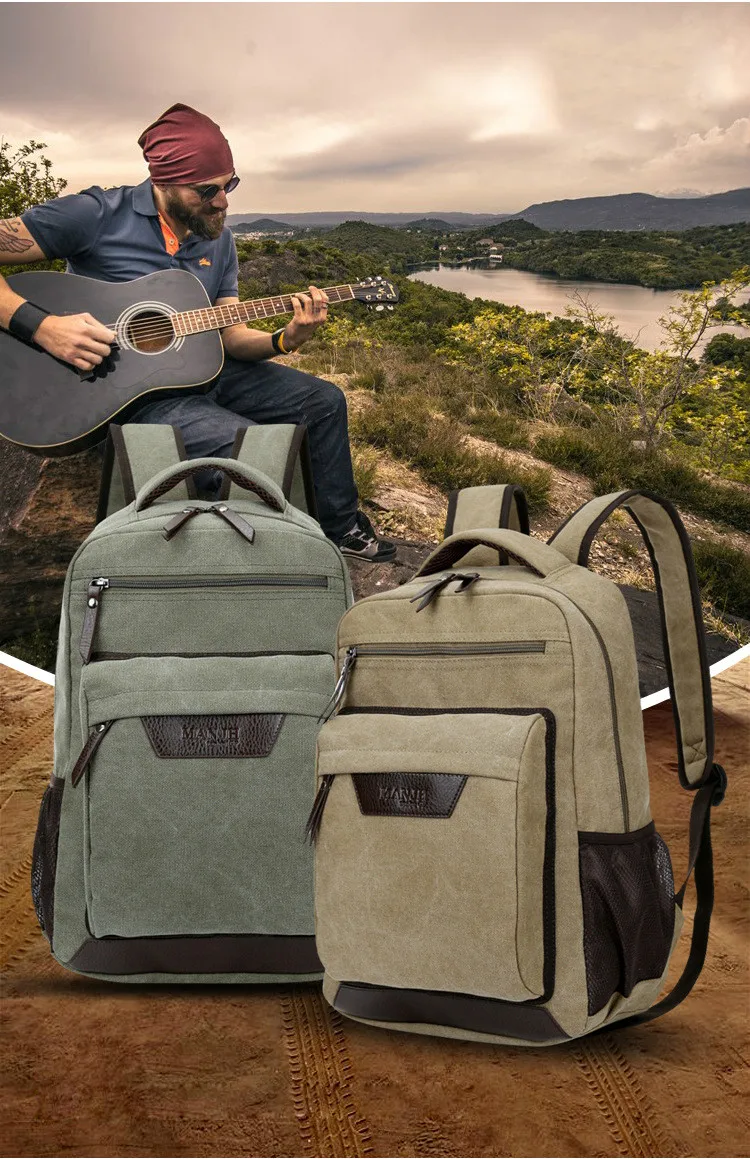

New Fashion Trend Travel Backpack Casual Vintage Solid Color Canvas Backpack Large-capacity Practical Men's Simple Backpack
