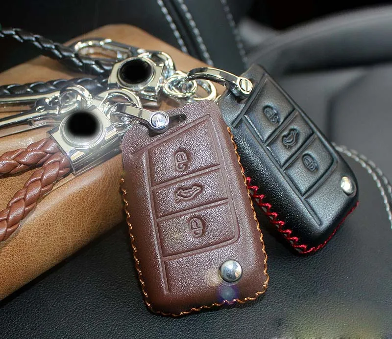 

1pc for SKODA KODIAQ Top Layer Leather key bag Automobile key protecting cover