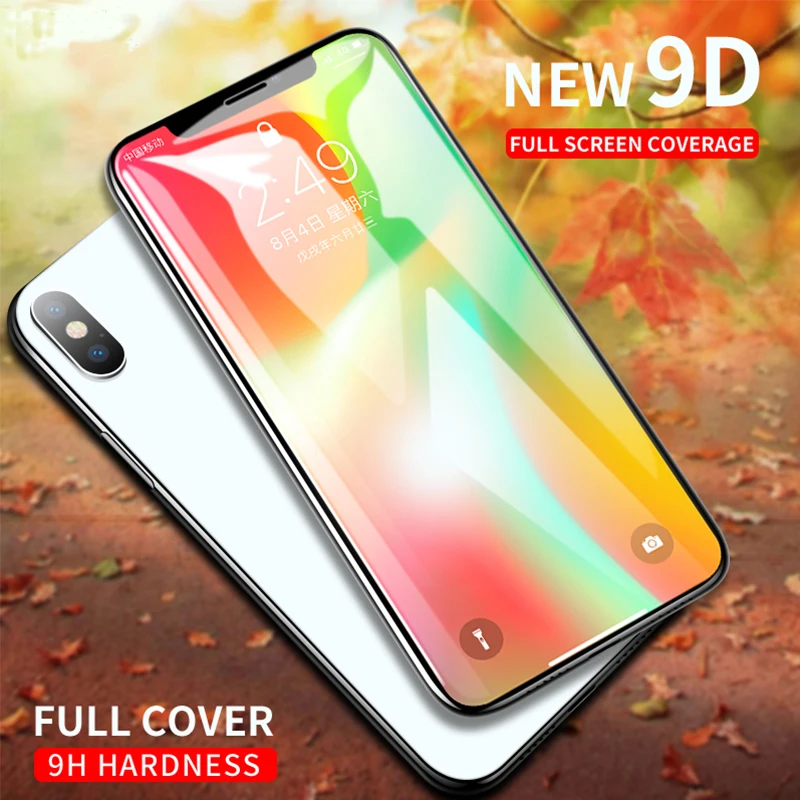 

9D Full cover protective Tempered Glass On For iphone 7 6 6S 8 Plus screen protector For iPhone X XS MAX Toughening Glass Film