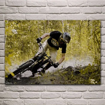 

Mountain Bike sports in nature living room decoration home art decor wood frame fabric poster KG141