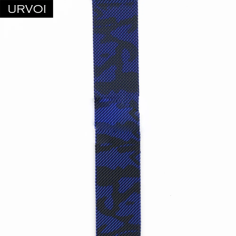 URVOI Milanese loop for Apple Watch series 5 4 3 2 1 band strap for iwatch 40 44mm stainless steel Magnetic buckle with adapter - Цвет ремешка: Blue Camo