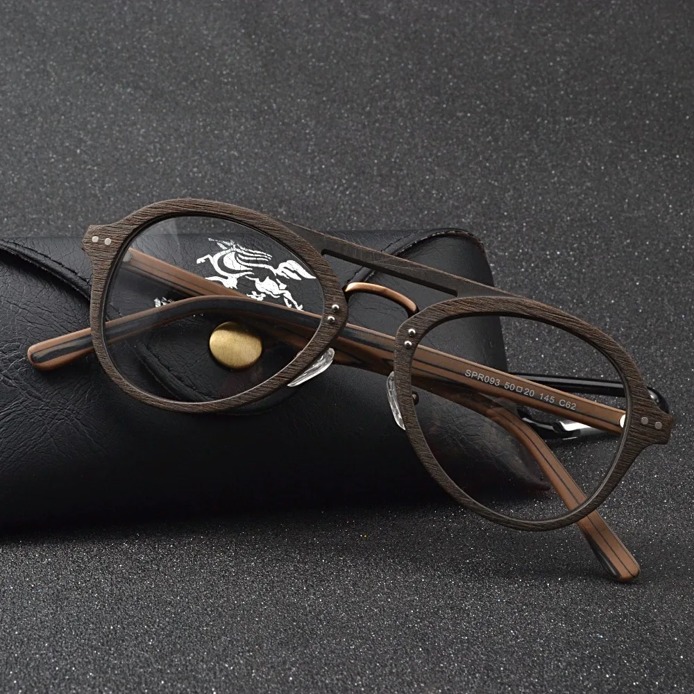 

Retro Progressive Multifocal Reading Glasses Large Frame Round Double Beam Woodgrain Reading Glasses Men and women Full Frame JW