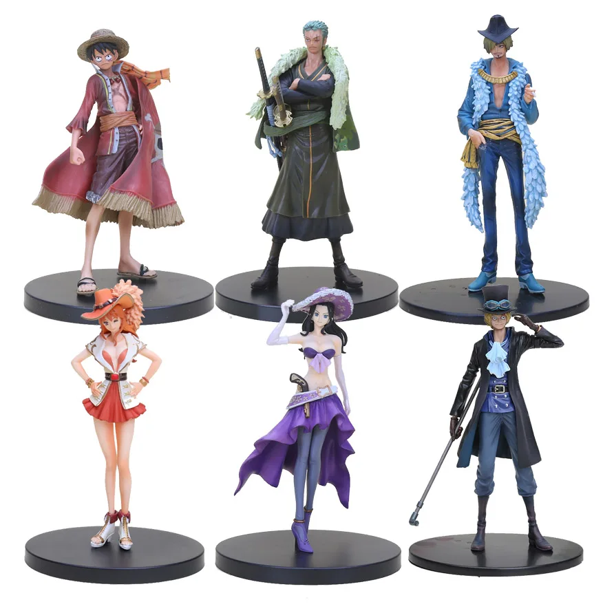 

17-18cm Anime One Piece DXF Luffy Zoro Sanji Nami Nico Sabo The Grandline Men Lady 15th Anniversary PVC Action Figure Model Toy