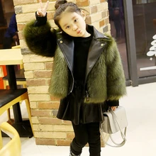 Mode Filles Manteau De Fourrure 2017 Faux Fourrure De Renard De Cuir Moto Vestes Mère Fille Vêtements Enfants Filles Outwear TZ120