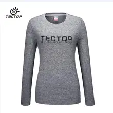 TECEOP Весна Осень Спорт на открытом воздухе дышащие эластичные женские футболки с длинными рукавами и круглым вырезом беговые альпинистские тройники s-xxxl