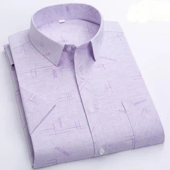 

Summer Men Fashion Turn-down Collar Short Sleeve Cotton Comfortable Shirts Cloth,England Style Slim Fit Geometric Printed Camisa