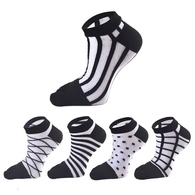 5 Pairs/Lot Novelty Designer Striped Toe Socks Men 2017 Skateboard