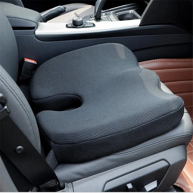 

1 x High quality Black 45cm x 37cm Car Seating Space Memory Cotton Cushion Waist Seat Support Pad Covers
