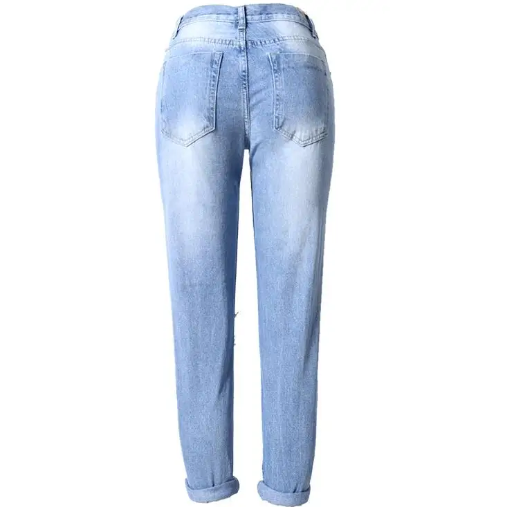 2018 fashion women spring Ripped Jeans Hole Mom Jeans Ladies Destroyed mid Waist Skinny Jeans