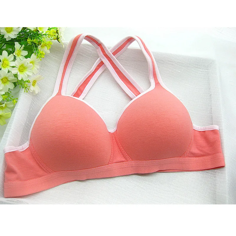 Big Girl Training Bras Teenagers Student Sport vest style Bras Puberty Young Girl Underwears 100% cotton wireless bras 2pcs lot