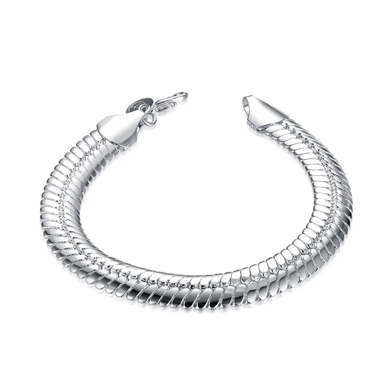 Yhamni бренд 925 серебро браслет S925 штампованные Модные украшения без каблука Змея Кость браслет для Для мужчин sh231