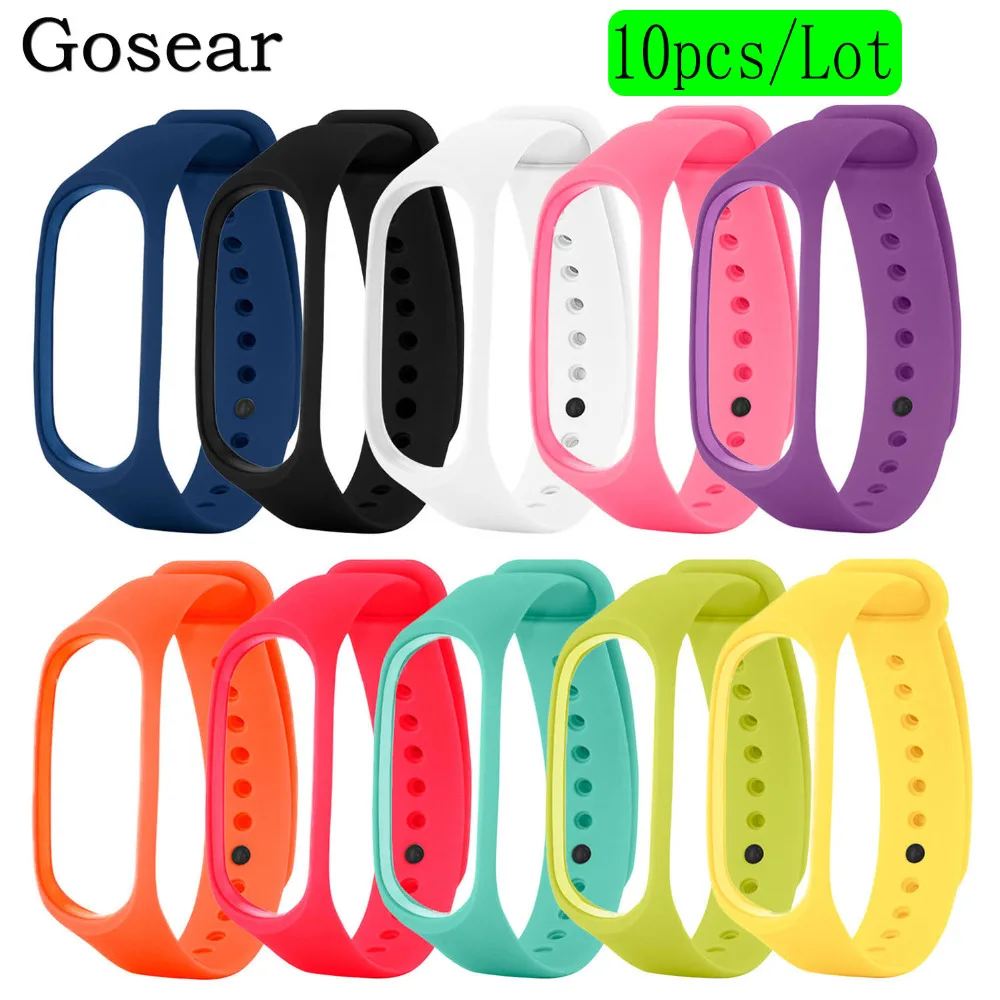 

Gosear 10pcs for Xiaomi Pulseira Mi Band 3 4 Smart Wristband Strap Bracelet for Mi Band Miband 3 4 Correa Wristband Replacement