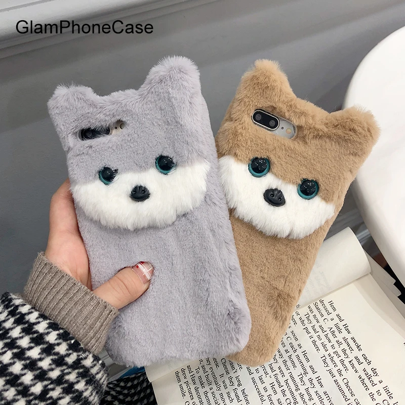 GlamPhoneCase Cute Plush Dog Phone Case for iPhone XS Max XS XR 8 8plus