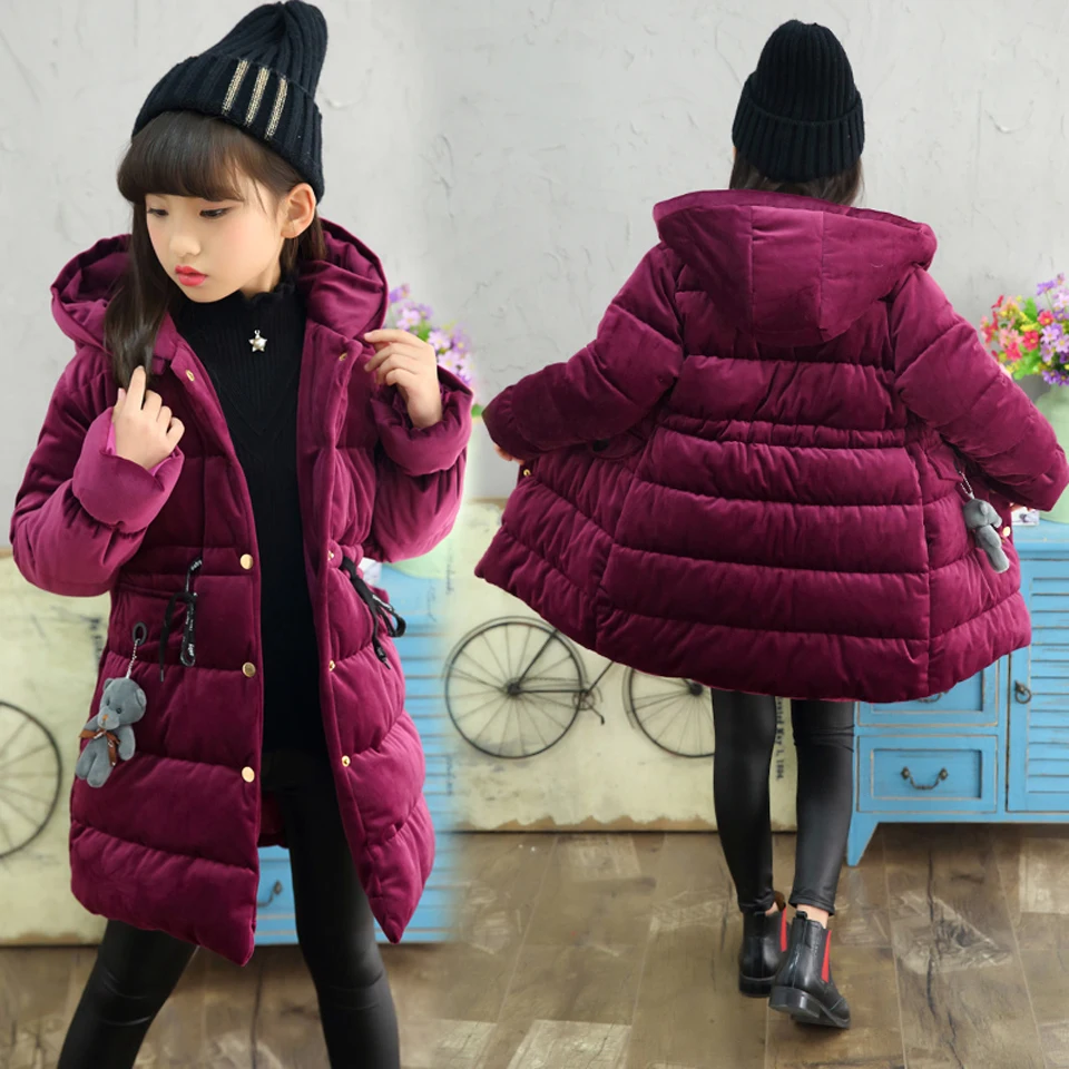

2018 New Kids Winter Children's Cotton Outerwear&Coats Children 2 Colors Girls Jackets Princess Baby Kids Warm Coat 5-12 Years