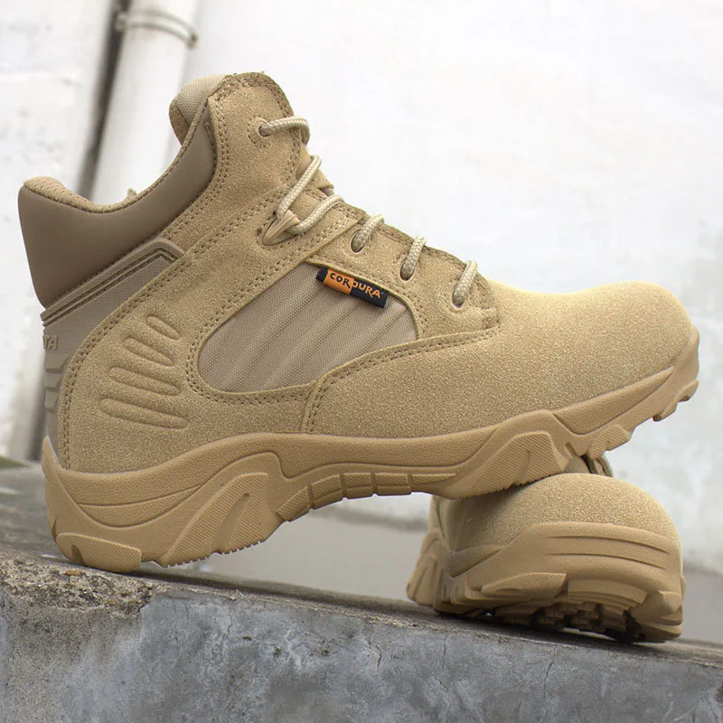

Masorini Men Military Boots Genuine Cow Leather Waterproof Tactical Desert Combat Ankle Boot Men's Army Work Shoes WW-158