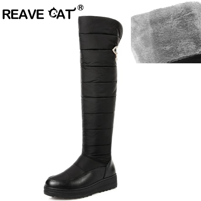 Женские зимние сапоги до бедра REAVE CAT теплые Нескользящие водонепроницаемые