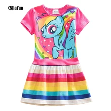 Новые платья для маленьких девочек Обувь для девочек Little Pony, мультфильм костюм принцессы одежда для детей 2–7 лет Летняя детская одежда